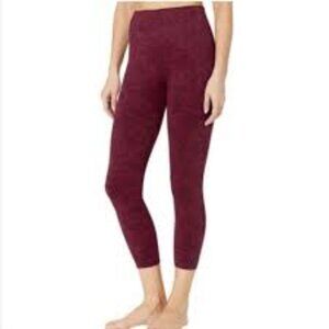 Spanx Look At Me Now Garnet Rose Print Seamless Crop Leggings Size L